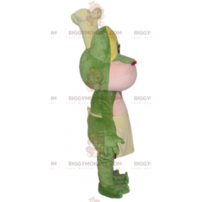 BIGGYMONKEY™ Costume da mascotte rana verde giallo e rosa con