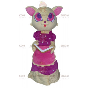 BIGGYMONKEY™ Costume da mascotte Gatto giallo e rosa con un