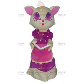 Disfraz de mascota BIGGYMONKEY™ Gato amarillo y rosa con