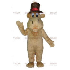 Brun kamelflodhest BIGGYMONKEY™ maskotkostume med stor hat -