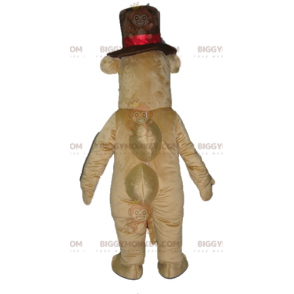 Brun kamelflodhest BIGGYMONKEY™ maskotkostume med stor hat -