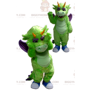 Costume da mascotte drago verde e viola BIGGYMONKEY™ -