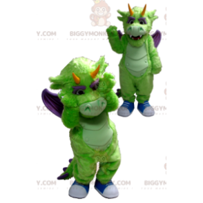 Grön och lila drake BIGGYMONKEY™ maskotdräkt - BiggyMonkey