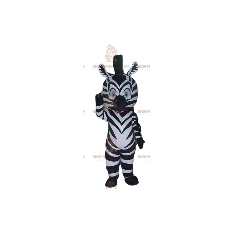 Blaue Augen Schwarz-Weiß-Zebra BIGGYMONKEY™ Maskottchen-Kostüm