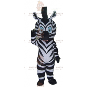 Blaue Augen Schwarz-Weiß-Zebra BIGGYMONKEY™ Maskottchen-Kostüm