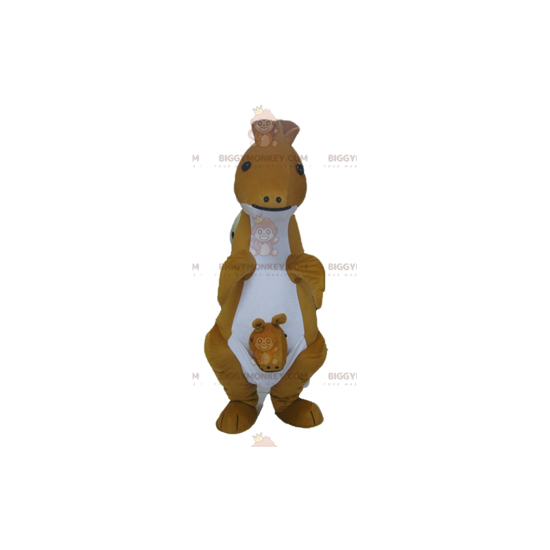 Costume de mascotte BIGGYMONKEY™ de kangourou jaune et blanc