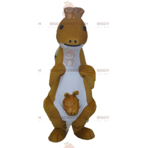 Costume de mascotte BIGGYMONKEY™ de kangourou jaune et blanc