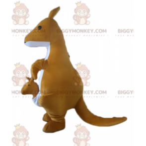 BIGGYMONKEY™ Mascot Costume Yellow & White Kangaroo With Cub –