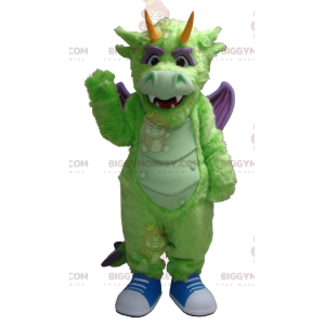 Costume de mascotte BIGGYMONKEY™ de dragon vert et violet -
