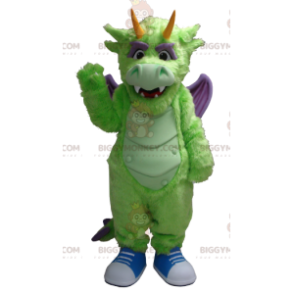 Groene en paarse draak BIGGYMONKEY™ mascottekostuum -