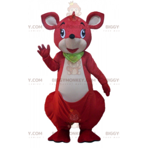 Disfraz de mascota BIGGYMONKEY™ Canguro rojo y blanco con