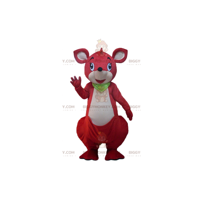 BIGGYMONKEY™ Mascot Costume Red and White Kangaroo with Green