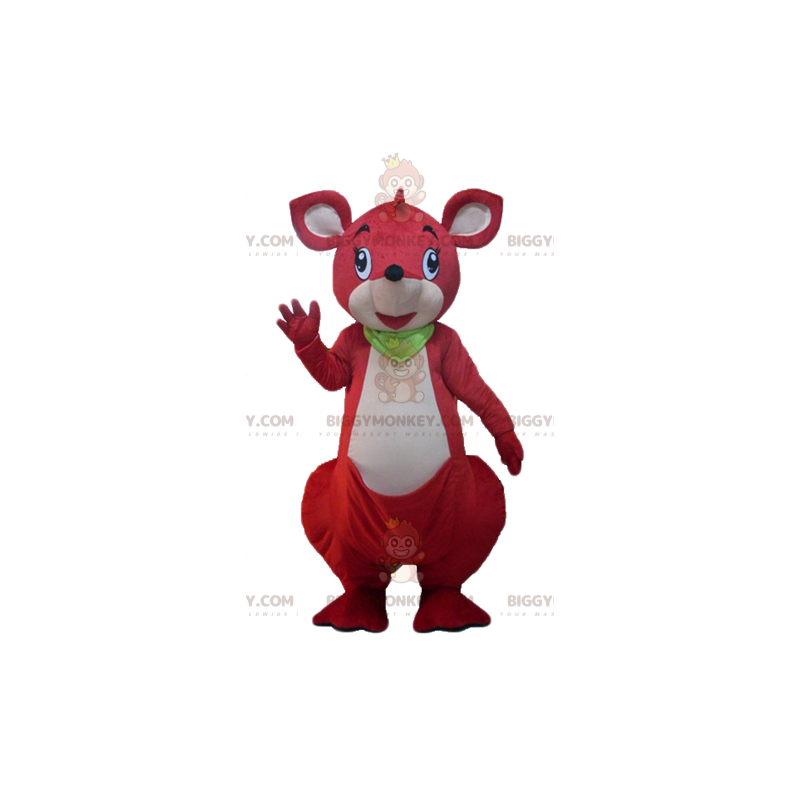 Traje de mascote BIGGYMONKEY™ Canguru vermelho e branco com