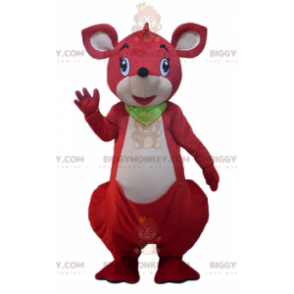 BIGGYMONKEY™ Mascot Costume Red and White Kangaroo with Green