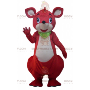 BIGGYMONKEY™ maskottiasu, punainen ja valkoinen kenguru