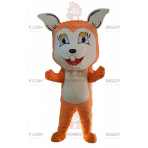 Roztomilý a roztomilý kostým maskota oranžově bílé lišky