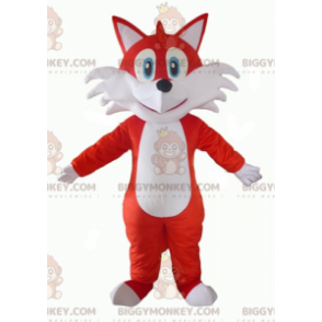 BIGGYMONKEY™ Orange och White Fox Blue Eyes Maskotdräkt -