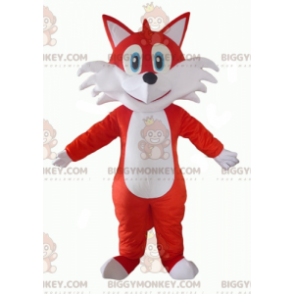 Kostým maskota BIGGYMONKEY™ Orange and White Fox Blue Eyes –