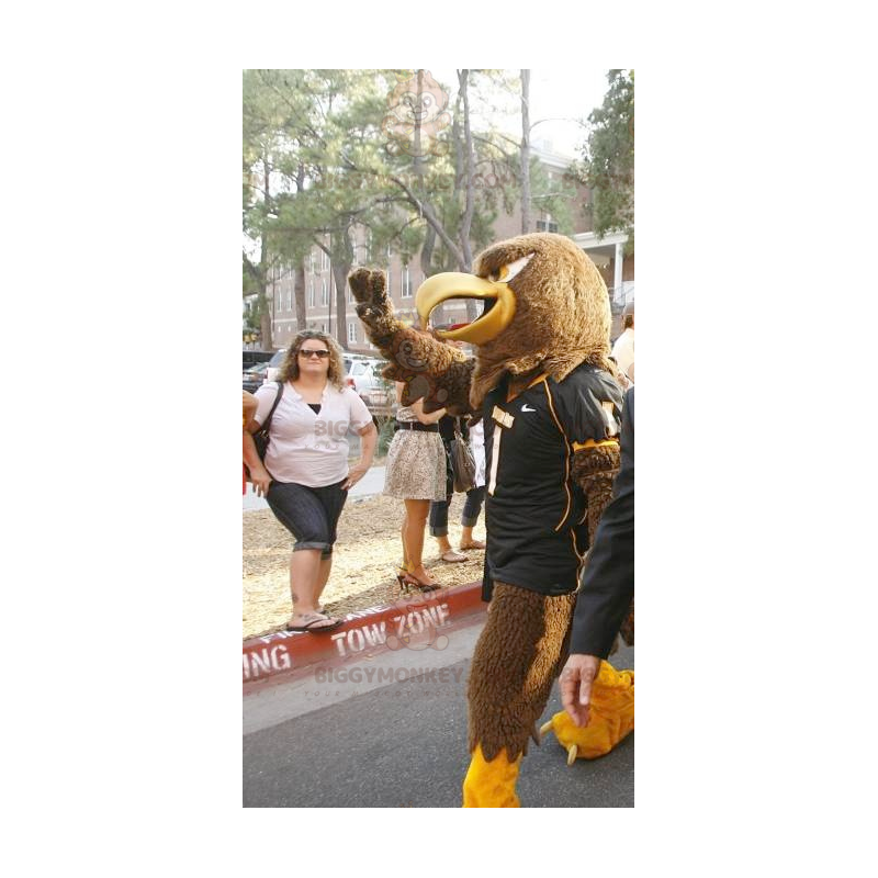 Costume de mascotte BIGGYMONKEY™ d'aigle marron et jaune -