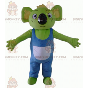 Traje de mascote BIGGYMONKEY™ de coala verde com macacão azul e