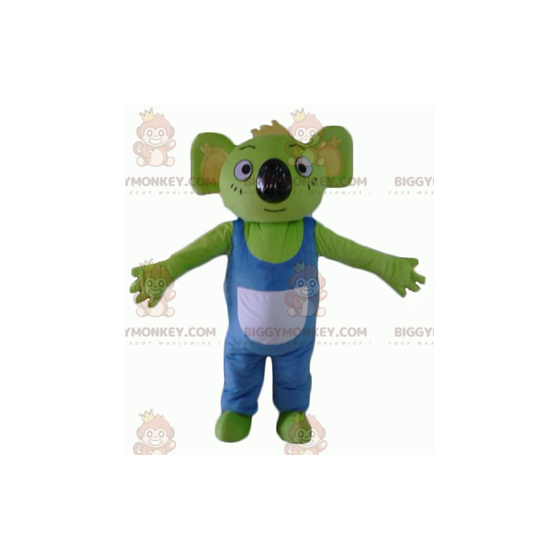 Kostým maskota BIGGYMONKEY™ zelené koaly s modrobílým overalem