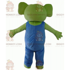 Traje de mascote BIGGYMONKEY™ de coala verde com macacão azul e