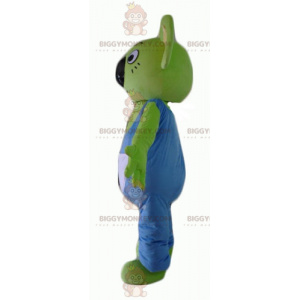 BIGGYMONKEY™ maskottiasu vihreästä koalasta sinivalkoisilla