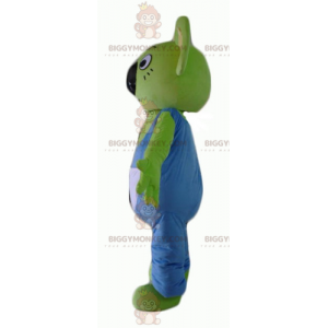 Traje de mascote BIGGYMONKEY™ de coala verde com macacão azul e