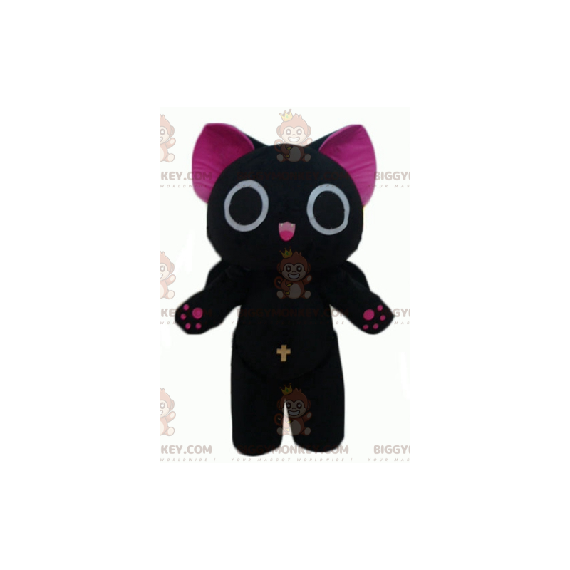 Vtipný a originální kostým maskota tlusté černé a růžové kočky
