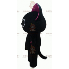 Traje de mascote engraçado e original de gato preto e rosa