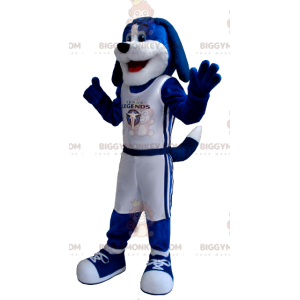 Fantasia de mascote de cachorro azul e branco BIGGYMONKEY™ –