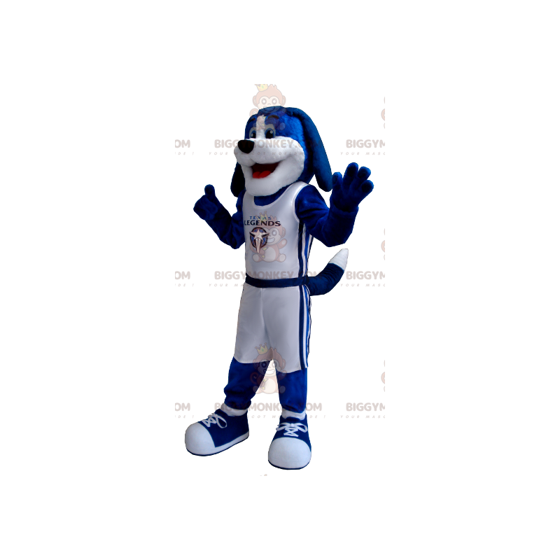 Costume mascotte BIGGYMONKEY™ cane blu e bianco -