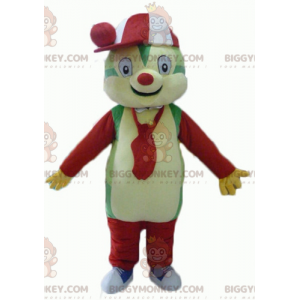 BIGGYMONKEY™-Maskottchen-Kostüm in Grün, Gelb, Rot und Weiß -