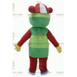Costume mascotte Teddy BIGGYMONKEY™ verde giallo rosso e bianco