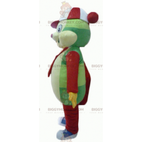 Costume de mascotte BIGGYMONKEY™ de nounours coloré vert jaune