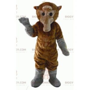 Costume de mascotte BIGGYMONKEY™ de singe marron et gris avec