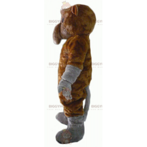 Disfraz de mascota mono marrón y gris con cola larga