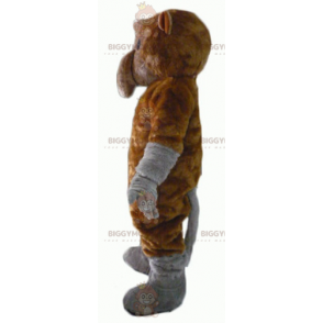 Fantasia de mascote de macaco marrom e cinza com cauda longa