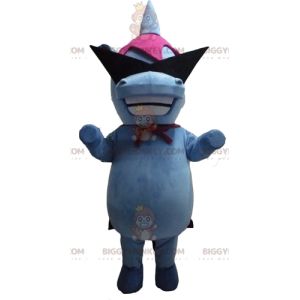 Modrý a růžový kostým maskota Hrocha BIGGYMONKEY™ s designovými