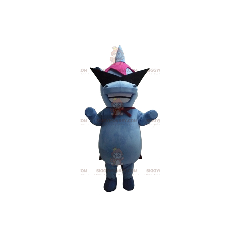 Costume de mascotte BIGGYMONKEY™ d'hippopotame bleu et rose