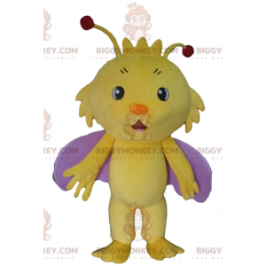 Gele en paarse insectenvlinder BIGGYMONKEY™ mascottekostuum -