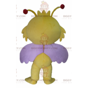 Κίτρινο και μωβ κοστούμι μασκότ πεταλούδας BIGGYMONKEY™ -