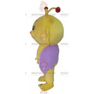 Gele en paarse insectenvlinder BIGGYMONKEY™ mascottekostuum -