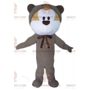 BIGGYMONKEY™ Maskottchen-Kostüm aus beigem und weißem Teddy im