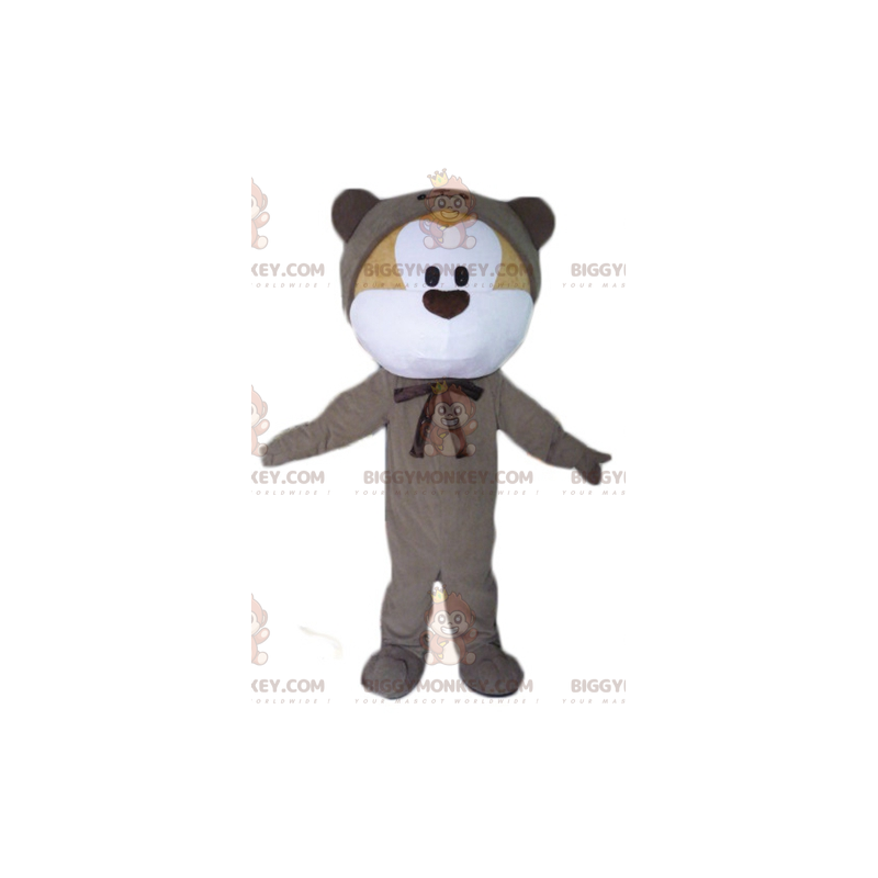 BIGGYMONKEY™ Costume da mascotte di Teddy beige e bianco in