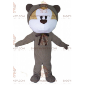 BIGGYMONKEY™ Costume da mascotte di Teddy beige e bianco in