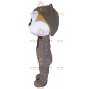 Disfraz de mascota BIGGYMONKEY™ de osito beige y blanco en mono