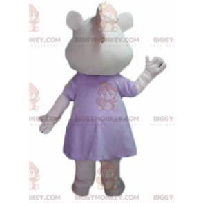 BIGGYMONKEY™ Costume da mascotte Ippopotamo rosa e bianco con