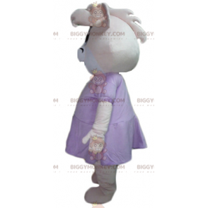 BIGGYMONKEY™ Costume da mascotte Ippopotamo rosa e bianco con