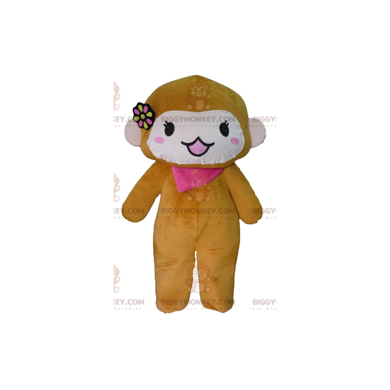 Brown and Pink Monkey BIGGYMONKEY™ Mascot Costume with Scarf